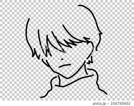 かっこいい男性のシンプルな線画/手描きイラスト素材 かっこいい男性のシンプルな線画/手描きイラスト素材 108789802