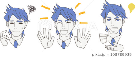 コミック風ビジネスマンアイコン三種類 108789939