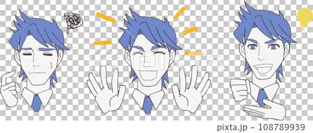 コミック風ビジネスマンアイコン三種類 108789939