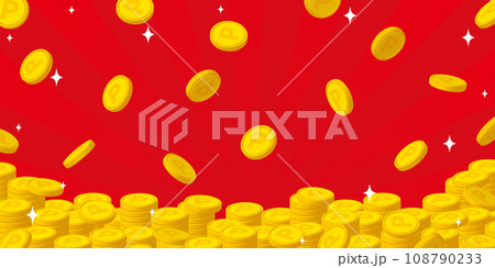 たくさんのポイントコインの背景ベクター画像:ヨコワイド たくさんのポイントコインの背景ベクター画像:ヨコワイド 108790233