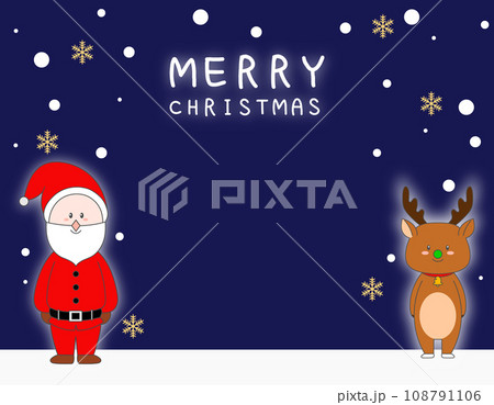 サンタクロースとトナカイのクリスマスカード　2 108791106