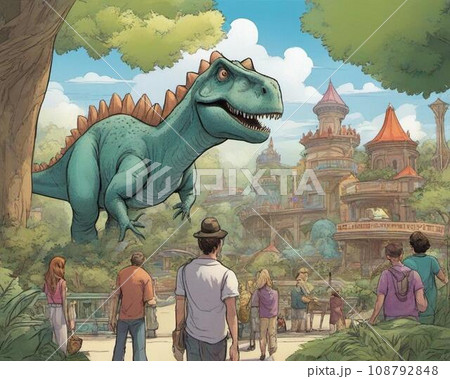 恐竜の世界　イラスト　ティラノサウルス(AIイラスト) 108792848