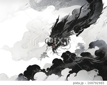 墨絵の龍 108792985