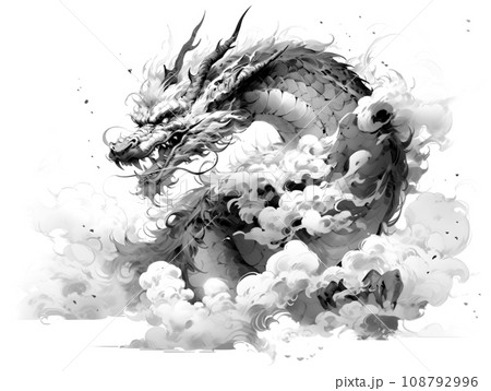 墨絵の龍 108792996
