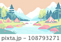 シンプルなキャンプイラスト（川辺） 108793271