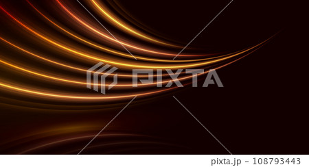 Modern abstract speed golden light trails effect. Futuristic dynamic motion technology. Movement pattern for banner or background. Vector eps10. 108793443