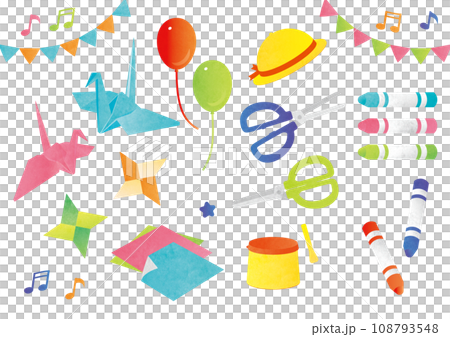 水彩風　幼稚園でやる工作のセット 108793548