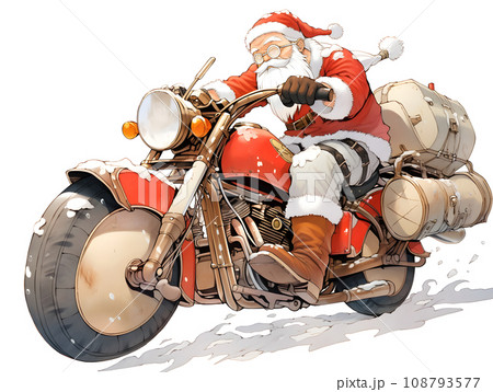 オートバイに乗るサンタクロースのイラスト素材 [108793577] - PIXTA