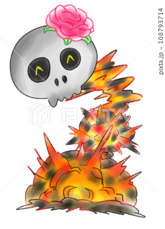 恐怖！爆風からガイコツ 108793714