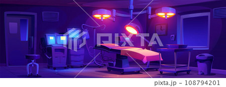 Night surgery room interior with equipment 108794201