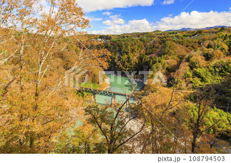 秋の紅葉見頃な名勝天竜峡 秋の紅葉見頃な名勝天竜峡 108794503