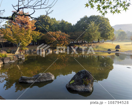 秋の奈良公園三社託宣池と春日野園地 秋の奈良公園三社託宣池と春日野園地 108794528