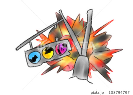 崩れゆく信号機 108794797