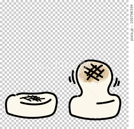 焼いて膨らむお餅のゆるいベクターイラスト 焼いて膨らむお餅のゆるいベクターイラスト 108796394