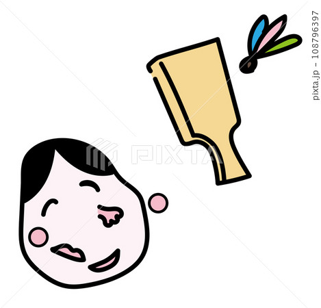 お正月の遊び道具のゆるいベクターイラスト 108796397