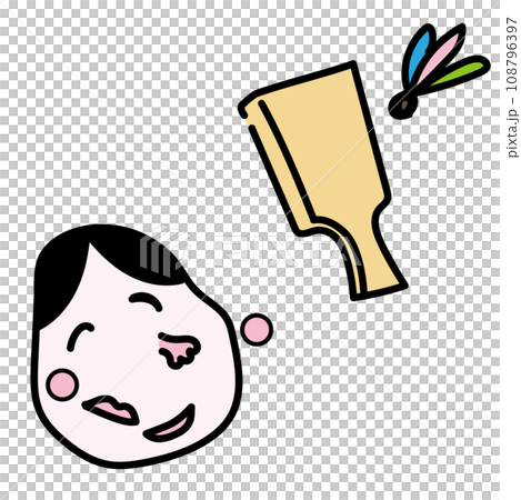 お正月の遊び道具のゆるいベクターイラスト 108796397