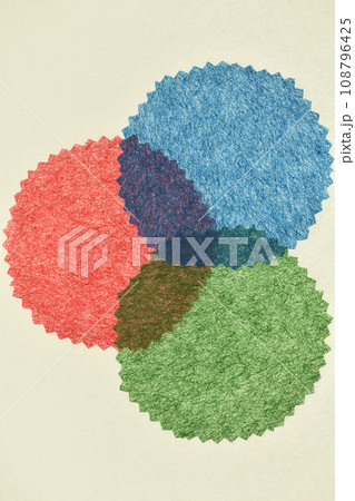 和紙によるRGB(三原色)イメージの背景素材 和紙によるRGB(三原色)イメージの背景素材 108796425