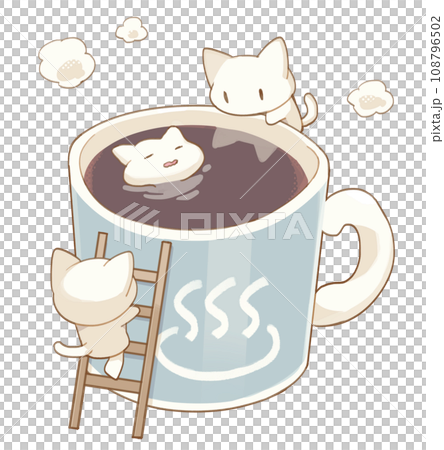 ココア温泉に入るマシュマロ猫 108796502