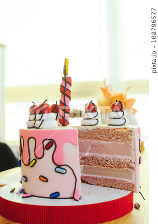 beautiful cake made in a cartoon style beautiful cake made in a cartoon style 108796577