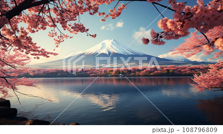 富士山と桜の美しい風景 富士山と桜の美しい風景 108796809