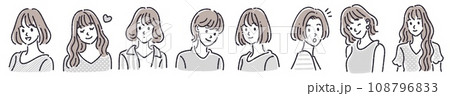 女性・女の子のイラスト素材セット 女性・女の子のイラスト素材セット 108796833