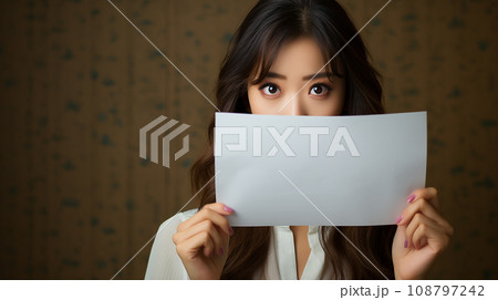 メッセージを掲げる女性 108797242