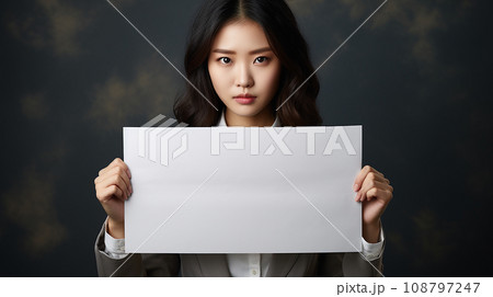 メッセージを掲げる女性 108797247