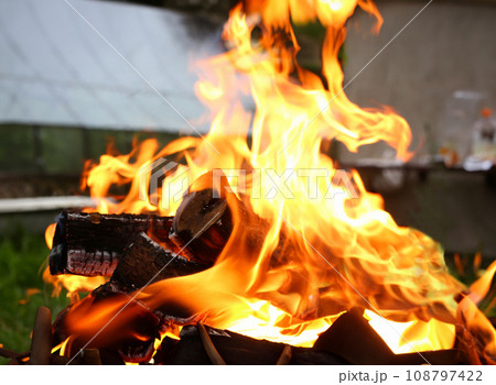 Hot charcoal bonfire orange background Hot charcoal bonfire orange background 108797422