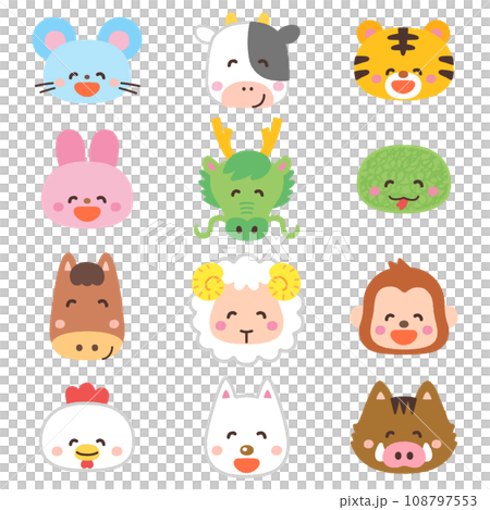 十二支　正面イラスト　セット 108797553