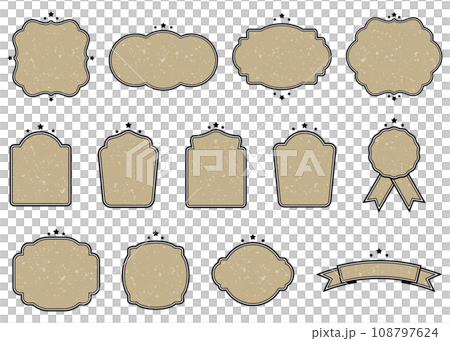 Star decoration vintage frame set old paper texture Star decoration vintage frame set old paper texture 108797624