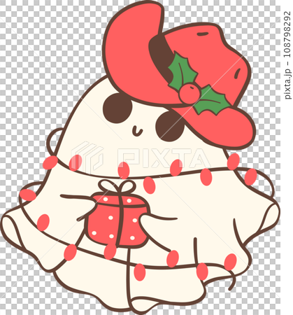 Christmas Cowboy Ghost, Kawaii cartoon hand drawing 108798292