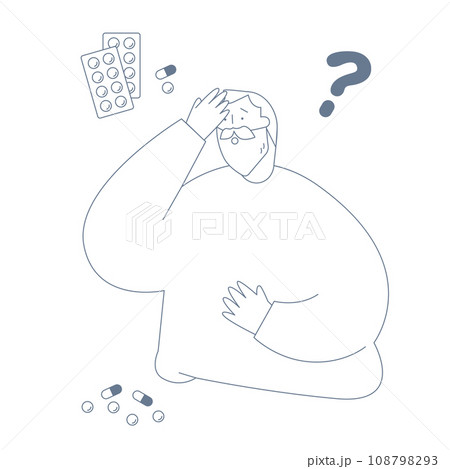 服薬管理ができない高齢の男性 108798293