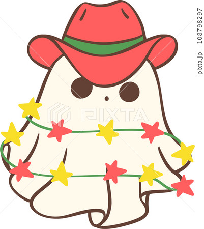 Christmas Cowboy Ghost, Kawaii cartoon hand drawing Christmas Cowboy Ghost, Kawaii cartoon hand drawing 108798297