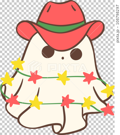 Christmas Cowboy Ghost, Kawaii cartoon hand drawing 108798297