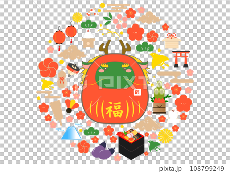 New Year's decorations and dragon New Year's card material New Year's decorations and dragon New Year's card material 108799249