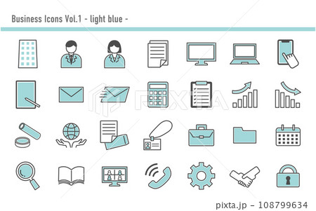 ビジネスアイコンセットA 05 水色 ビジネスアイコンセットA 05 水色 108799634