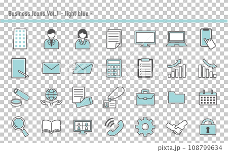 ビジネスアイコンセットA 05 水色 ビジネスアイコンセットA 05 水色 108799634