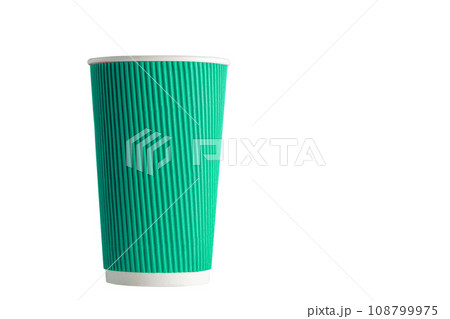 beautiful cardboard glass of green color on a white background 108799975