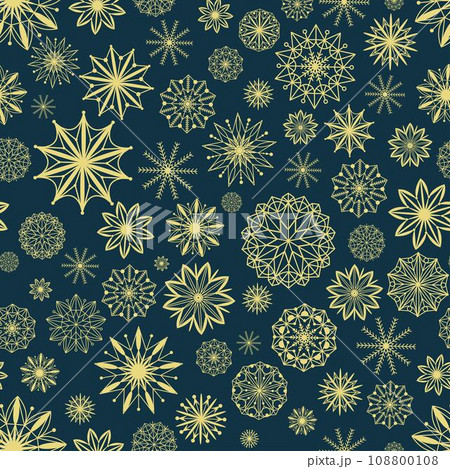 Golden snowflakes festive seamless pattern 108800108