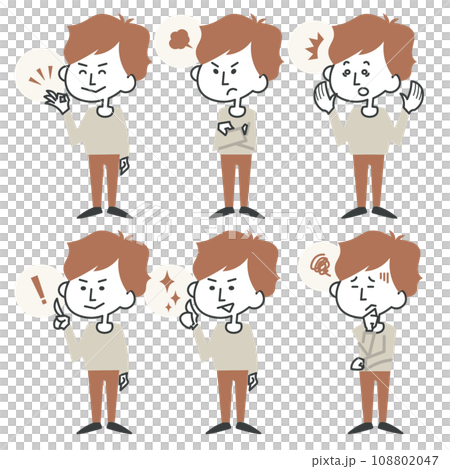 全身男性插畫與各種表情 108802047