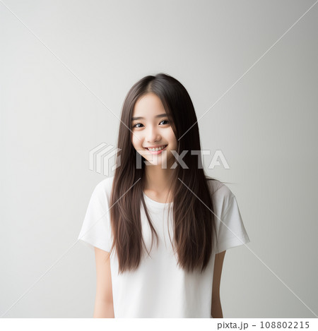 10代の微笑むロングストレートヘアの美しい女性 108802215
