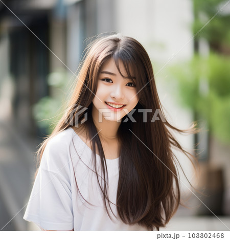 10代の微笑むロングヘアの美しい女性 108802468