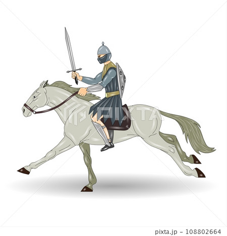 Knight on horseback with sword. Knight on horseback with sword. 108802664