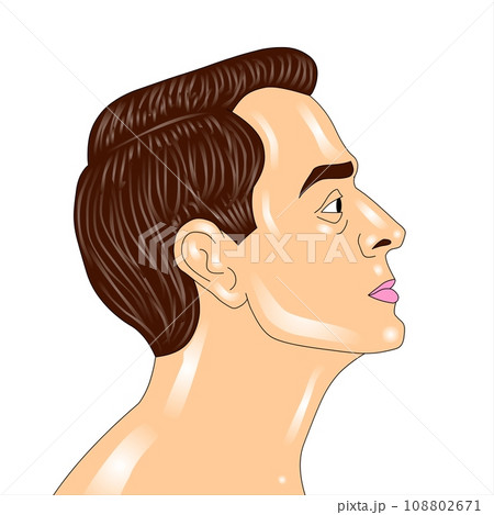 A profile of a young man.  108802671