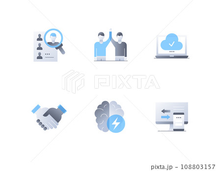 Online office and employees - flat design style icons set Online office and employees - flat design style icons set 108803157