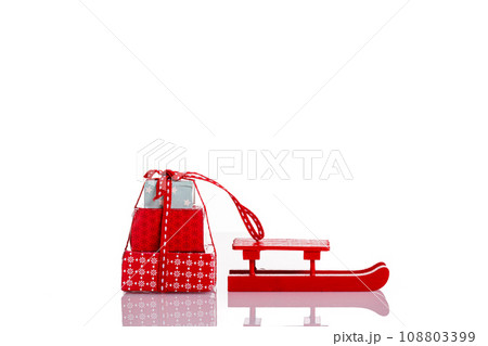snowman, Christmas tree, gifts, sled on a white background 108803399