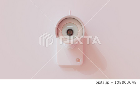 Security CCTV camera cute shape and pink pastel color for children room. Scan the area for surveillance purposes. technology and innovation concept. Security CCTV camera cute shape and pink pastel color for children room. Scan the area for surveillance purposes. technology and innovation concept. 108803648