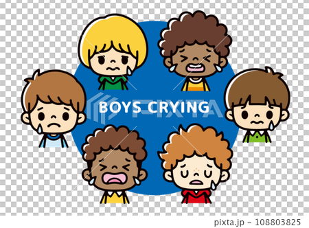 Illustration of a crying multinational boy 108803825