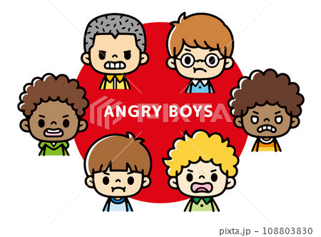 怒った顔の多国籍の男の子のイラスト 怒った顔の多国籍の男の子のイラスト 108803830