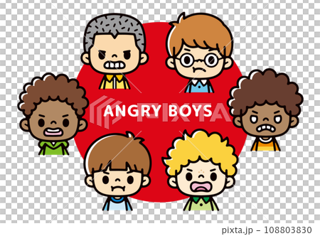 一個滿臉憤怒的跨國男孩的插圖 一個滿臉憤怒的跨國男孩的插圖 108803830
